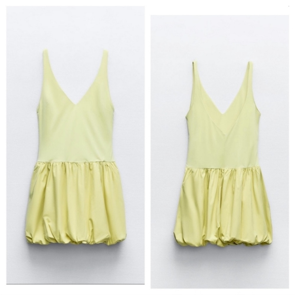 Zara Yellow Sleeveless Dress with bubble hem